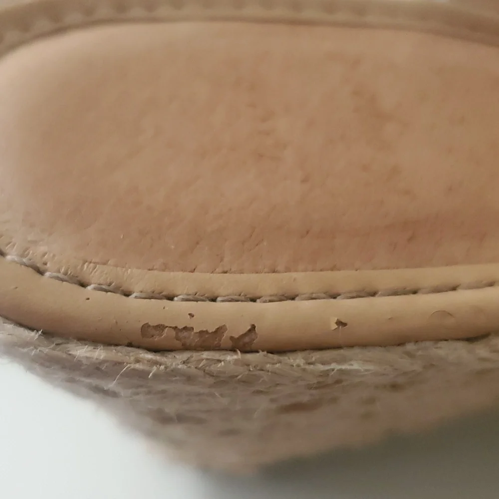 Jack Rogers Shelby Whipstitch White Leather Wedge Sandals with Espadrille 8.5 - Picture 11 of 14